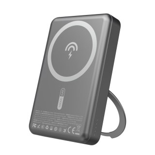 Powerbank K28 10000mAh z MagSafe z metalową obudową i podstawką PD 22.5W - szary