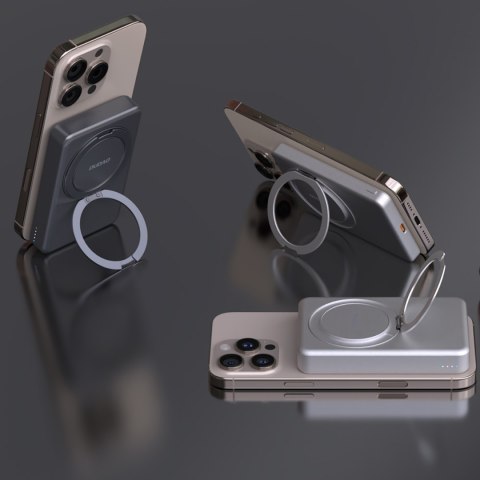 Powerbank K28 10000mAh z MagSafe z metalową obudową i podstawką PD 22.5W - szary