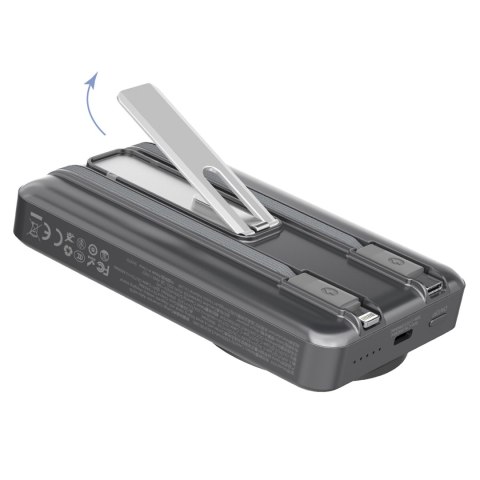 Powerbank K29 10000mAh MagSafe metalowa obudowa podstawka kable USB-C iPhone Lightning PD 20W - szary