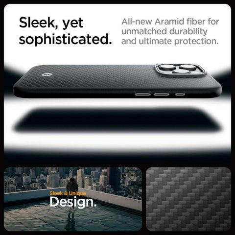 Etui case na iPhone 16 Pro Max Enzo Aramid Mag z MagSafe - czarno-srebrne