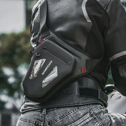 Torba motocyklowa saszetka na nogę udo pas ramię - czarna