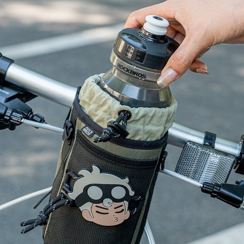 Torba turystyczna rowerowa na butelkę bidon z paskiem na ramię 1l - zielona