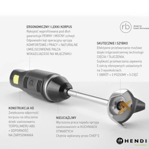 Wydajny mikser blender ręczny z regulacją prędkości 250W Hendi 222157