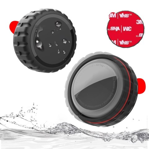 Etui na lokalizator Apple AirTag zakręcane wodoodporne samoprzylepne - czarne