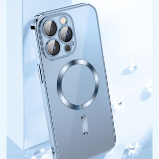 Etui pokrowiec na Samsung Galaxy S24 FE Electroplated Magsafe - niebieskie