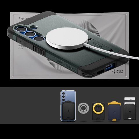 Etui pokrowiec na Samsung Galaxy S25+ Tough Armor MagSafe - zielone