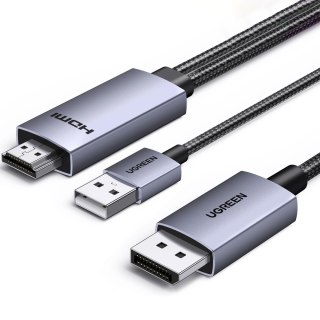 Kabel kierunkowy HDMI - DisplayPort 4K 60Hz 2m - szary