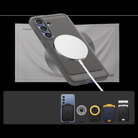 Etui na Samsung Galaxy S25 Rugged Armor Mag MagSafe - szare