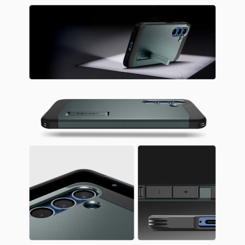 Etui na Samsung Galaxy S25 z podstawką Tough Armor MagSafe - zielone