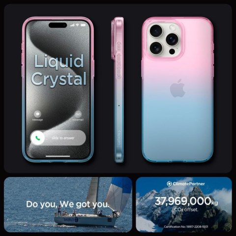 Etui case na iPhone 15 Pro Liquid Crystal - różowo niebieskie