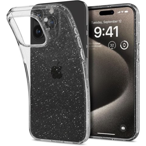 Etui pokrowiec na iPhone 15 Pro Max Liquid Crystal - przezroczysto brokatowe