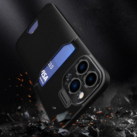 Etui pokrowiec portfel na kartę z podstawką na Samsung Galaxy S23+ Leather Stand Case - czarny