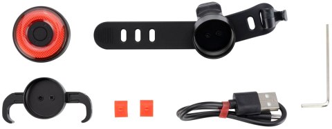 Lampka rowerowa tylna z inteligentnym systemem stop Q5 - czarna