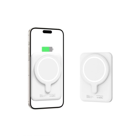 Powerbank 5000mAh z MagSafe USB-C 15W z kablem USB-C - biały