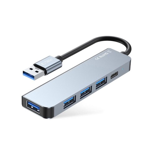 5w1 HUB rozdzielacz USB-A na USB-A USB-C - szary