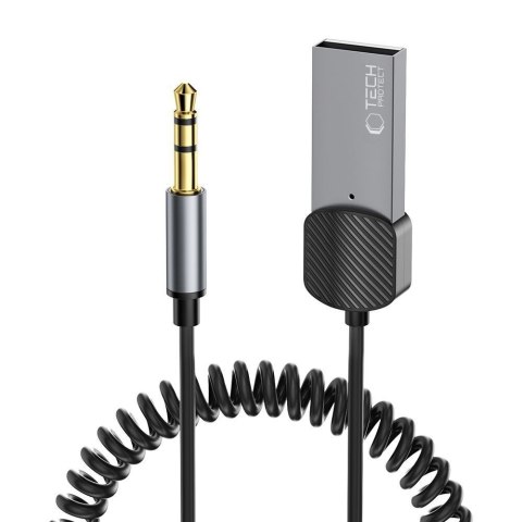 Adapter przejściówka audio AUX mini jack 3.5mm (męski) - Bluetooth - szary