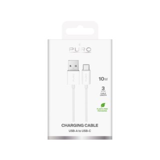 Kabel przewód USB-A - USB-C TPE 10W 3m - biały