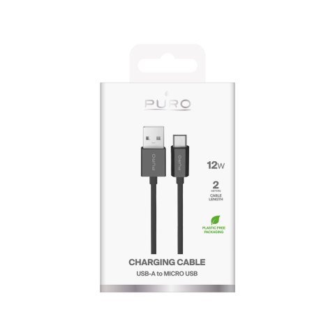 Kabel przewód USB-A - microUSB TPE 12W 2m - czarny