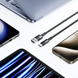 Kabel przewód USB-C - USB-A 66W 6A 0.25m - szary