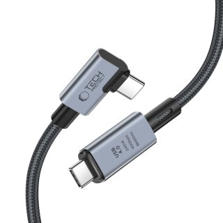 Kabel przewód kątowy i prosty USB-C 4.0 PD 240W 8K 40Gbps 1.5m - szary