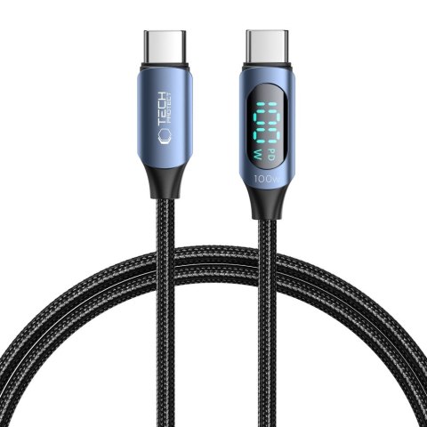 Kabel przewód z wyświetlaczem LED USB-C PD 100W 5A 1m - niebieski