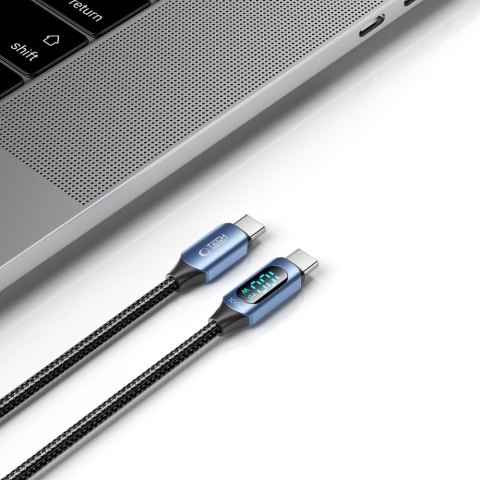 Kabel przewód z wyświetlaczem LED USB-C PD 100W 5A 1m - niebieski