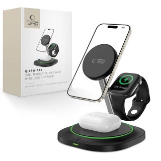 Ładowarka indukcyjna 3w1 do smartfona smartwatcha słuchawek Magnetic MagSafe - czarna