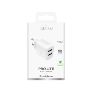 Ładowarka sieciowa 2x USB-A PROLITE 10W - biała