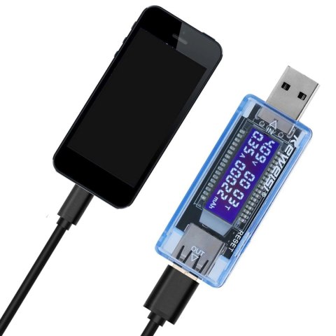 Miernik tester USB napięcia prądu czasu pojemności LCD 4-20 V 0-3 A