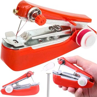 Mini maszyna do szycia ręczna przenośna bez zasilania - czerwona