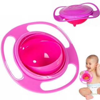 Miska miseczka niewysypka zapobiegająca wysypaniu dla dzieci z pokrywką - różowa