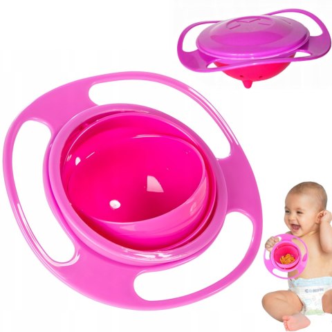 Miska miseczka niewysypka zapobiegająca wysypaniu dla dzieci z pokrywką - różowa