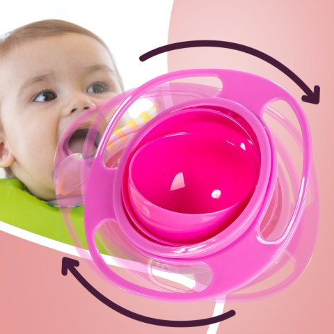 Miska miseczka niewysypka zapobiegająca wysypaniu dla dzieci z pokrywką - różowa