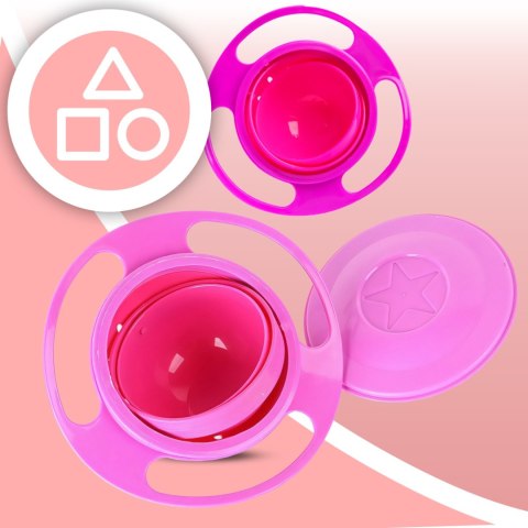 Miska miseczka niewysypka zapobiegająca wysypaniu dla dzieci z pokrywką - różowa