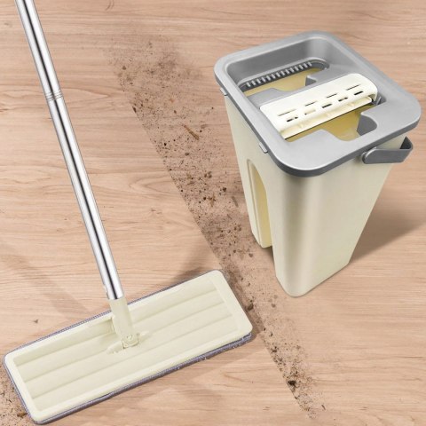 Mop płaski z wiadrem dwukomorowym wyciskaczem 2 wkłady 2x 4.5 l