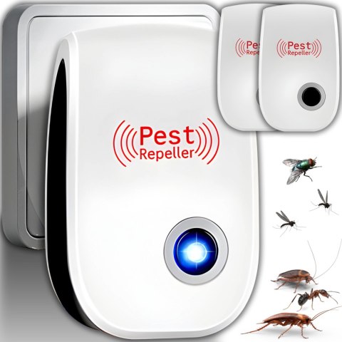 Odstraszacz ultradźwiękowy gryzoni szczurów myszy owadów - 3 szt.