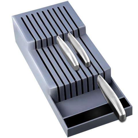 Organizer na noże sztućce do szuflady 9 przegród - szary
