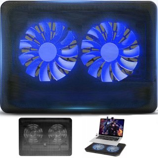 Podstawka chłodząca pod laptop 2 wentylatory LED 12-15,4''