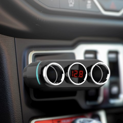 Rozdzielacz gniazda zapalniczki ładowarka 2x USB-A LCD 12/24 V 100 W