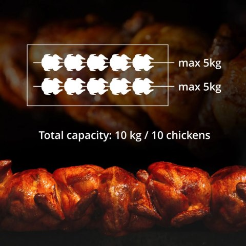 Rożen gazowy opiekacz do 10 kurczaków 2 szpikulce propan-butan 10 kW