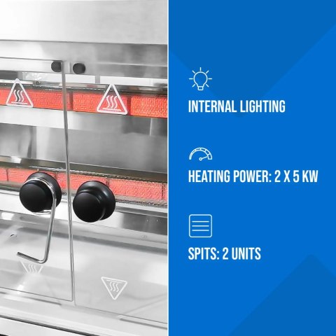 Rożen gazowy opiekacz do 10 kurczaków 2 szpikulce propan-butan 10 kW