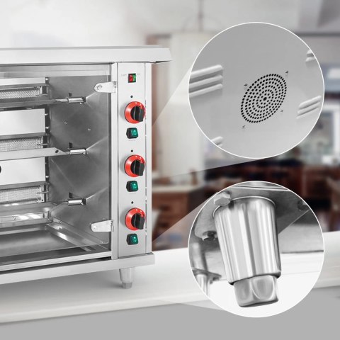 Rożen gazowy opiekacz do 15 kurczaków 3 szpikulce propan-butan 15 kW