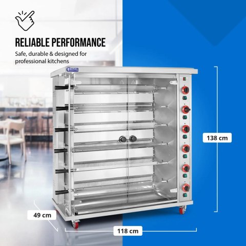 Rożen gazowy opiekacz do 30 kurczaków 6 szpikulców propan-butan 30 kW