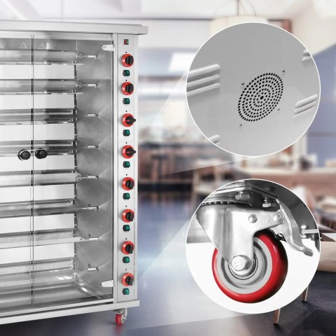 Rożen gazowy opiekacz do 40 kurczaków 8 szpikulców propan-butan 40 kW