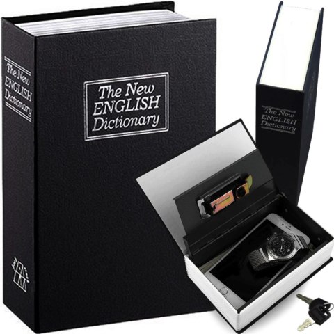 Sejf skrytka kasetka metalowa na kosztowności pieniądze w formie książki XXL