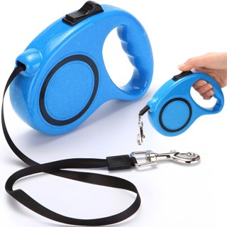 Smycz automatyczna zwijana taśma z blokadą dla psa do 15 kg 5 m - niebieska