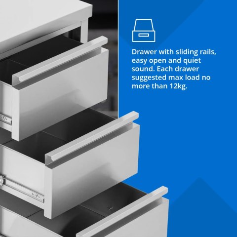 Szafka gastronomiczna przyścienna z rantem 3 szuflady STAL 50 x 60 cm