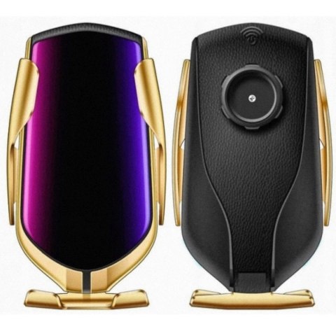 Uchwyt samochodowy z ładowarką do telefonu na kratkę nawiewu - czarno złoty