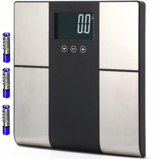 Waga łazienkowa analityczna z pomiarem tłuszczu wody mięśni BMI KCAL LCD do 225 kg