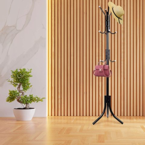 Wieszak podłogowy stojący na ubrania loft 3 poziomy 175 cm - czarny